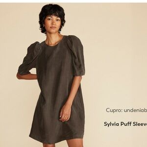 NWT Amour Vert Olive Green Puff Sleeve Dress jn large